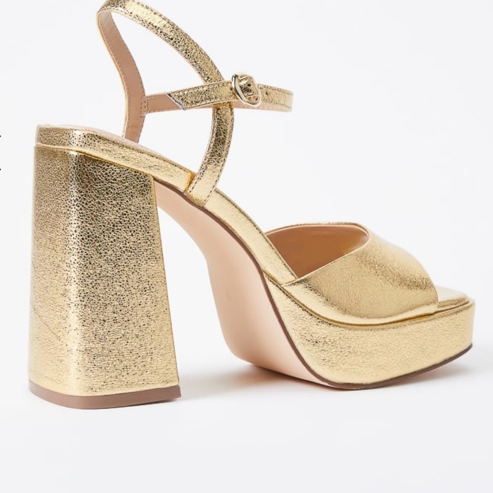 Gold Platform Block Heel Sandals - Picture 6 of 8